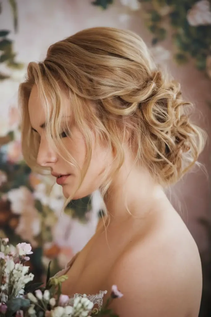 Romantic Loose Updo With Wavy Tendrils