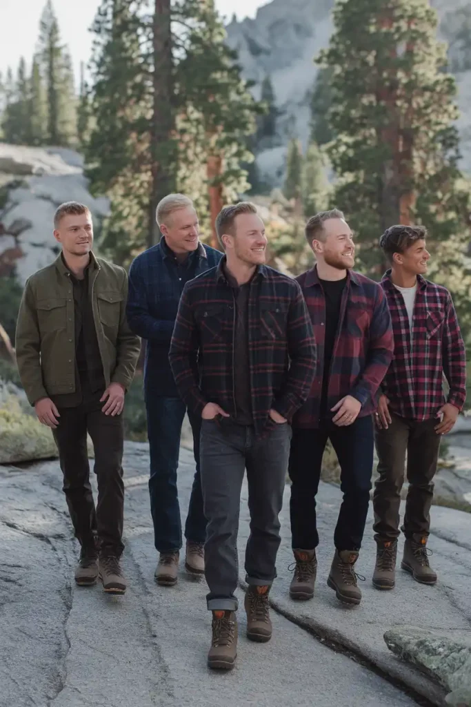 Rugged Outdoor Jeans with Hiking-Inspired Leather Boots