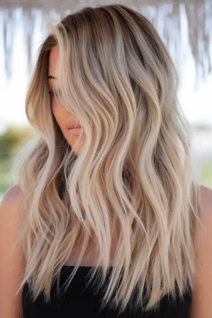 Sandy Blonde Roots With Bright Ends for a Gradient Effect