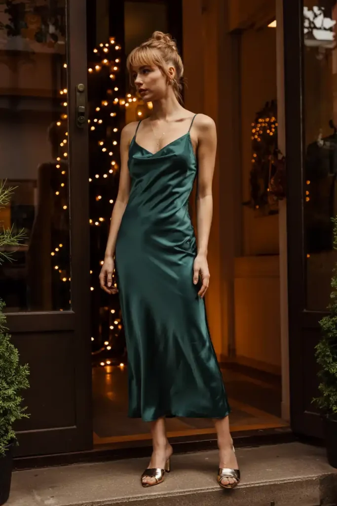 Satin Slip Dress in a Jewel Tone