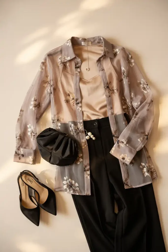 Sheer or Lace Top Over a Camisole