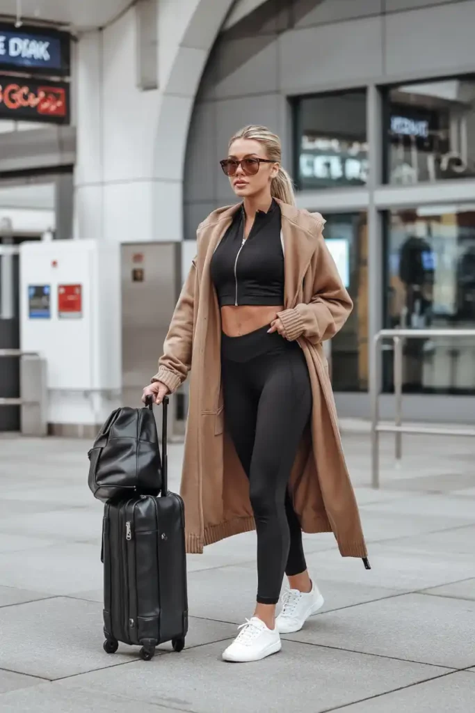 Sleek Athleisure Look with a Matching Set and Longline Cardigan