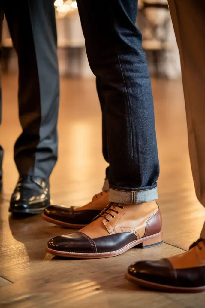 Slim Jeans with Two-Tone Dress Boots