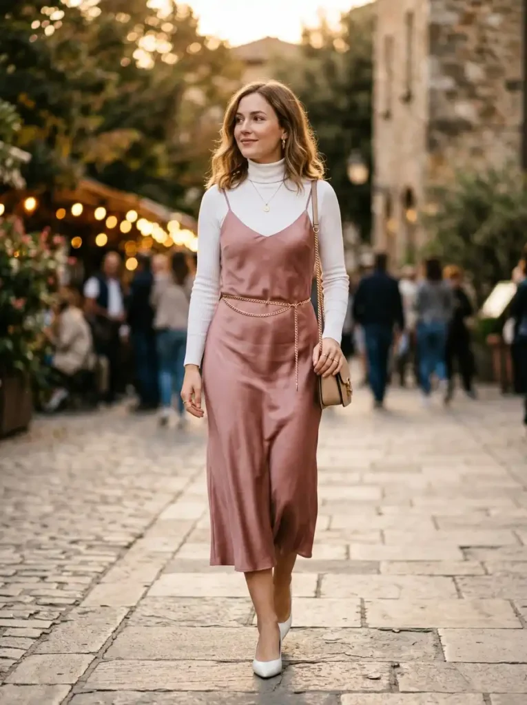 Slip Dresses Layered the Right Way for Late Nights