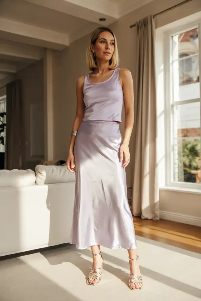 Slip Skirt and Fitted Tank in Matching Tones