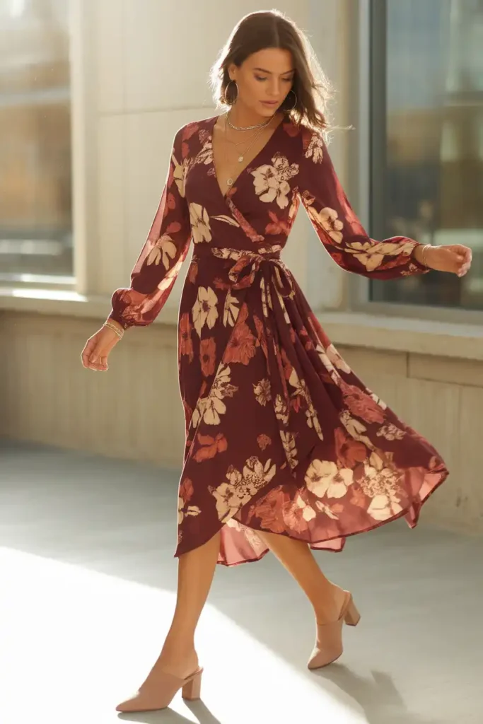 Smart Casual Wrap Dress in a Seasonal Print