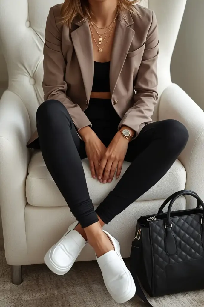Soft Blazer with Athletic Leggings