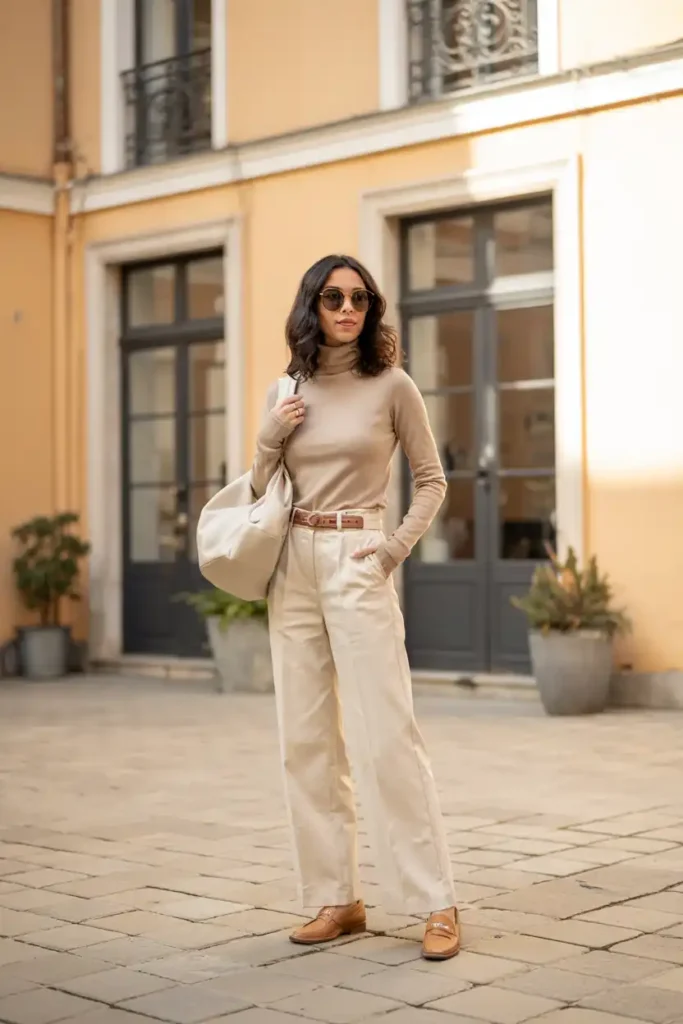 Sophisticated All-Neutral Look with Camel, Cream, and Tan