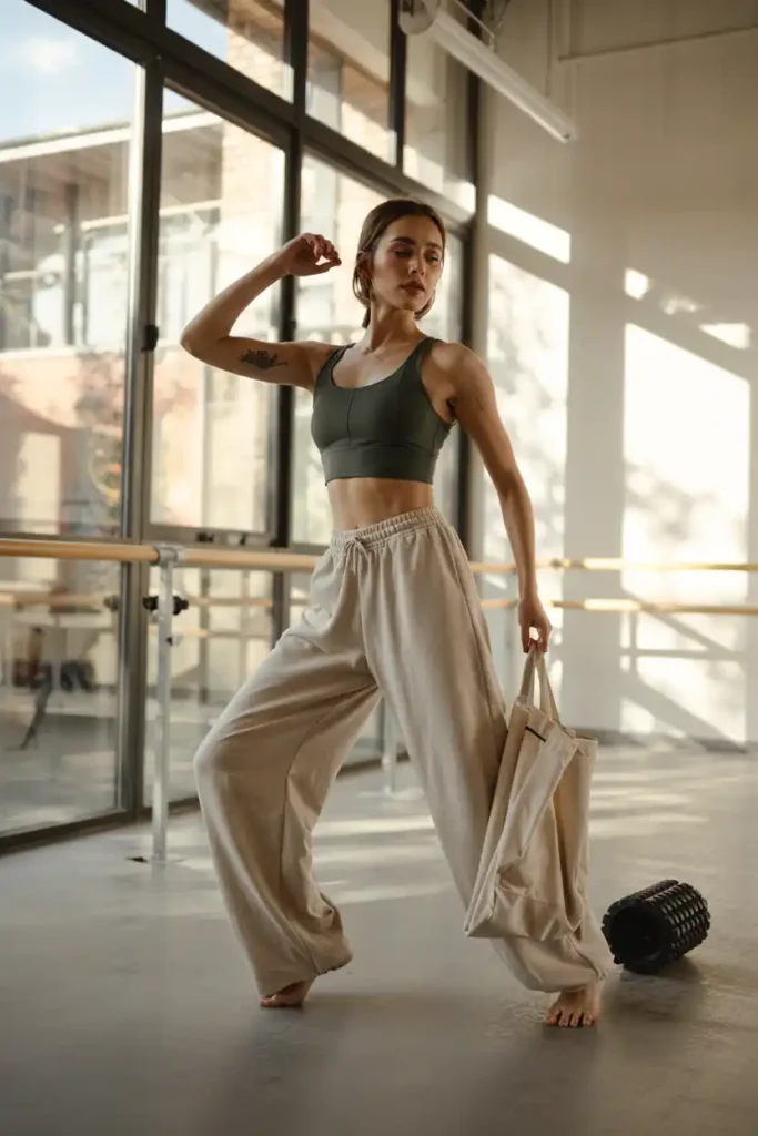 Sports Bra and Wide-Leg Sweatpants for Modern Dance