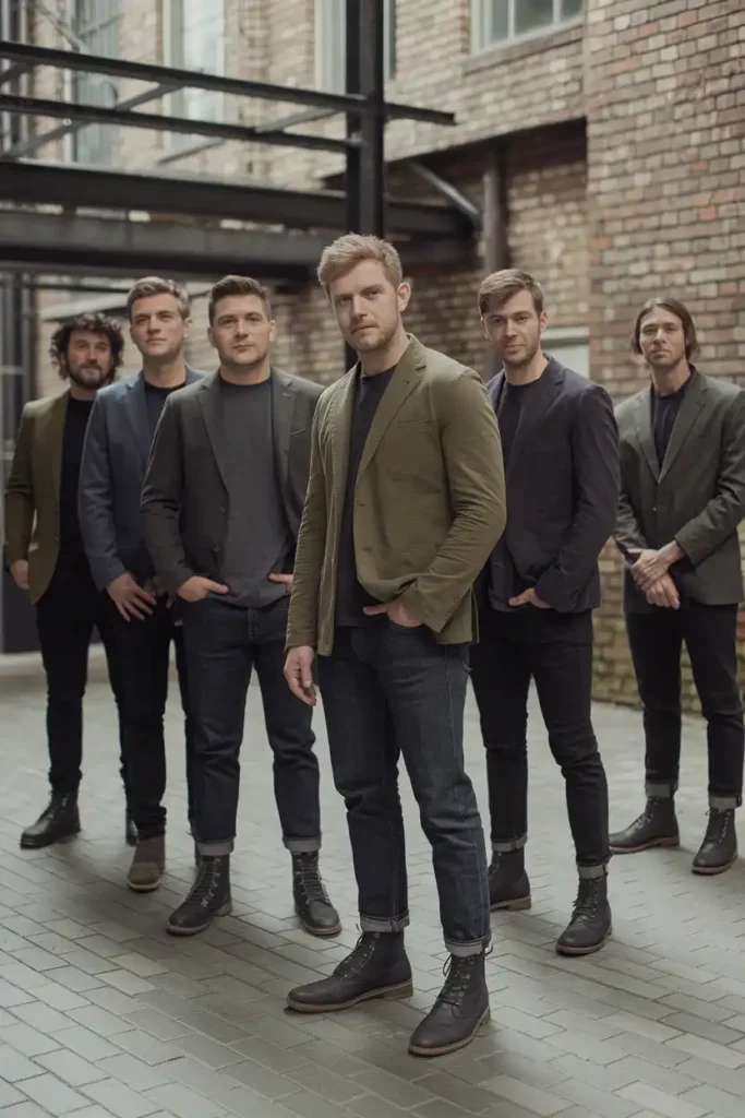 Straight-Leg Jeans with Lace-Up Combat Boots