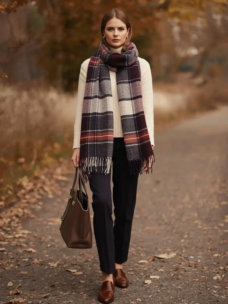 Tartan Scarf Styled as a Statement Accessory