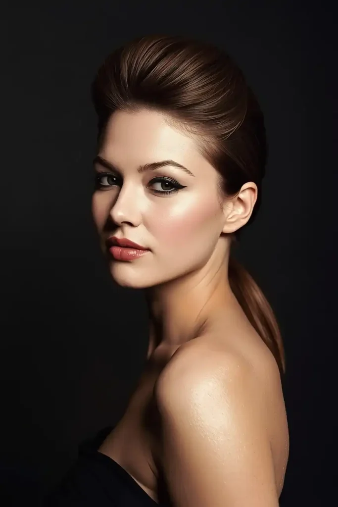 Teased Crown With a Low Ponytail