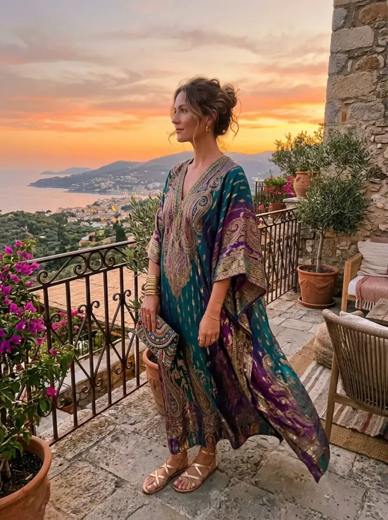 The Bold Kaftan as a Day-to-Night Outfit