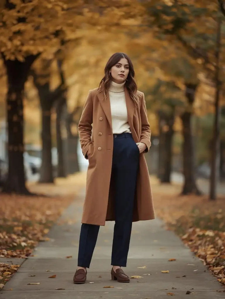 The Camel Coat and Straight-Leg Trouser Combo