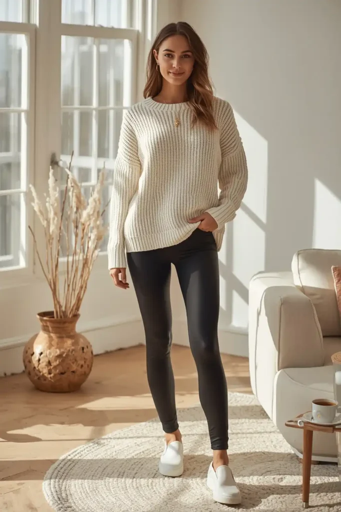 The Classic Leggings and Oversized Knit Sweater