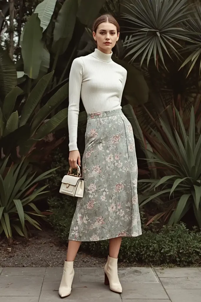 The Fitted Turtleneck and Midi Skirt Formula