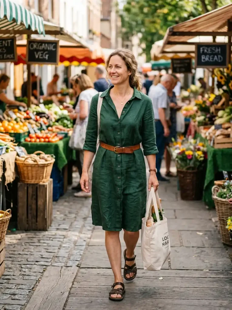 The Linen Shirt Dress in a Rich, Saturated Tone