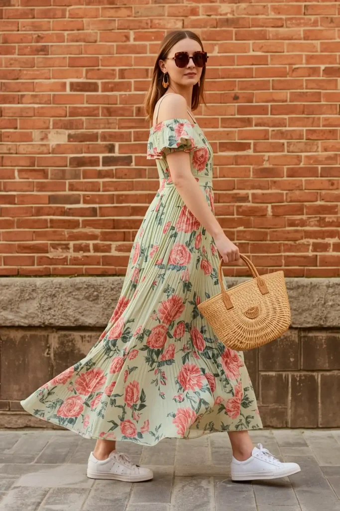 The Midi Dress and Sneakers Combo