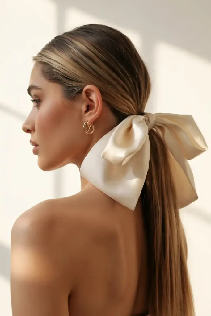 The Sleek High Ponytail With a Satin Bow
