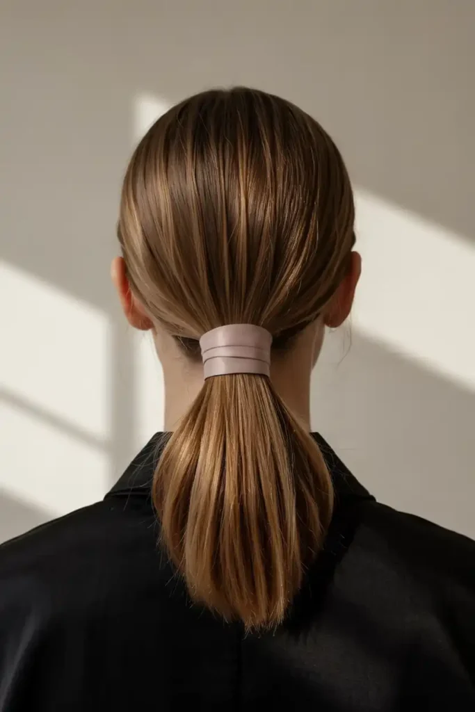The Sleek Low Ponytail With a Minimalist Wrap
