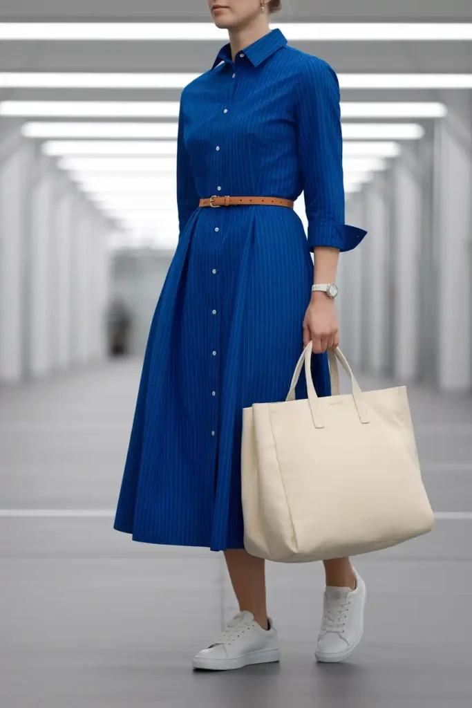 The Timeless Shirt Dress Worn With Sneakers