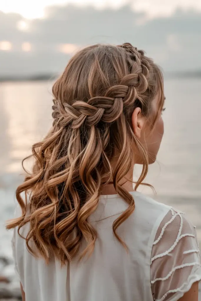 The Waterfall Braid Flowing Into Loose Curls