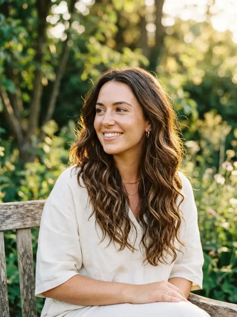 Toffee and Caramel Balayage on Wavy Dark Hair