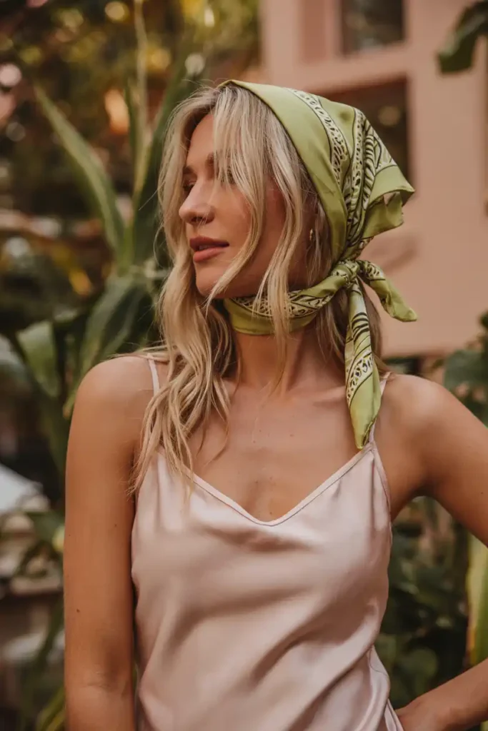 Tropical Print Bandana With a Simple Slip Dress