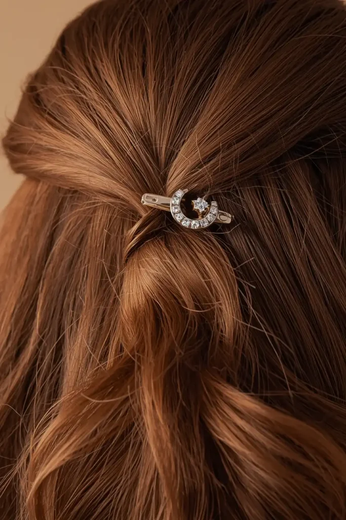 Two-Strand Twist With a Rhinestone Pin