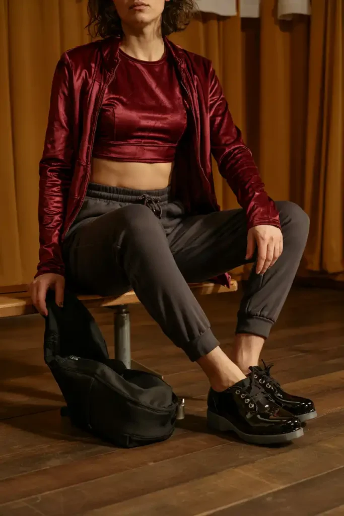 Velvet Crop Top and Joggers for Tap Dance Class