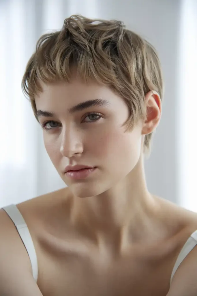 Wavy Bixie Cut With Nape Taper