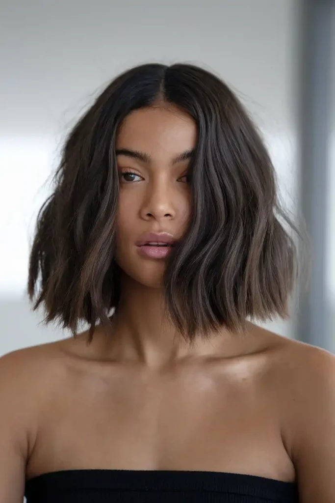 Wavy Bob With Blunt Ends and Natural Volume