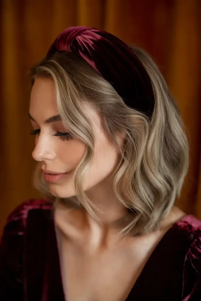 Wavy Hair With Velvet Headband and Volume