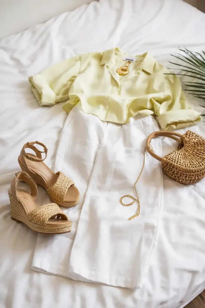 White Wide-Leg Pants and a Breezy Crop Top