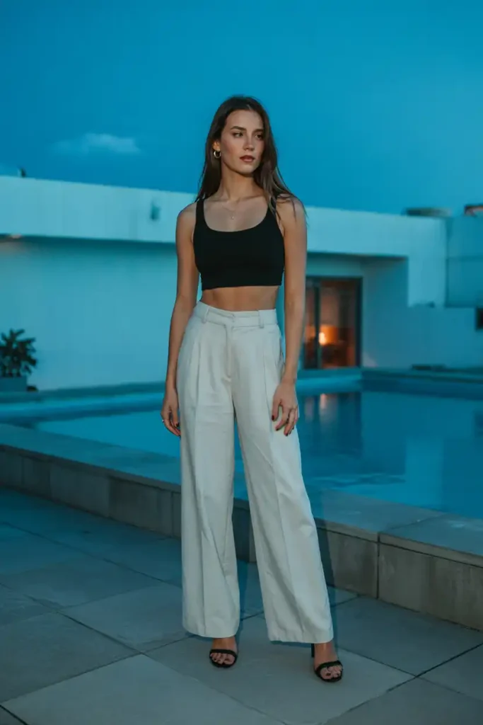 Wide-Leg Trousers with a Crop Top