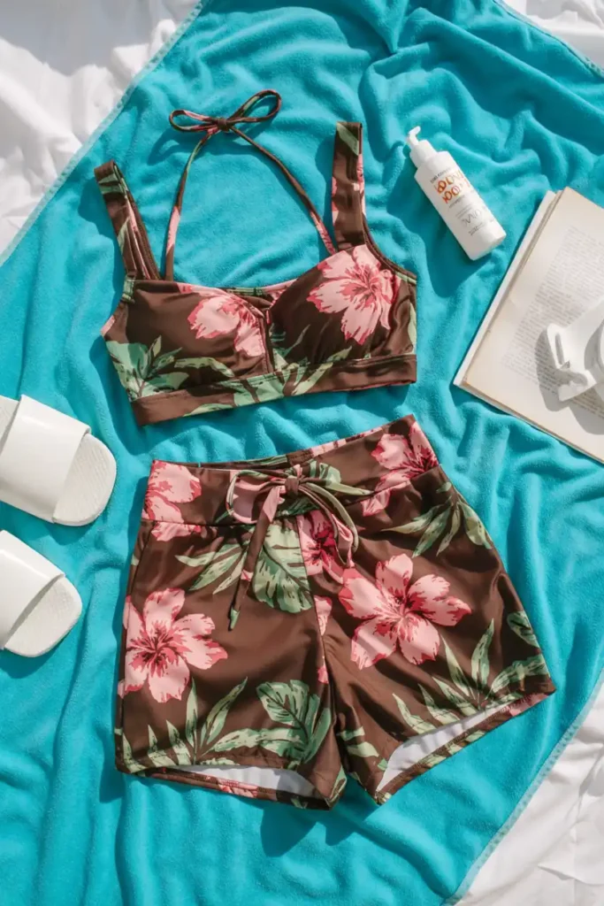 Matching Swim Set With Shorts for the Pool Deck