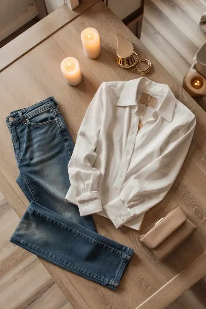 The Classic White Button-Down and Dark Jeans Combo