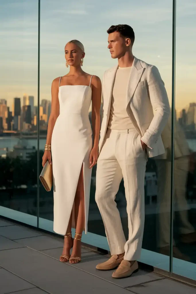 All-White Glamour for a Summer Rooftop Soiree
