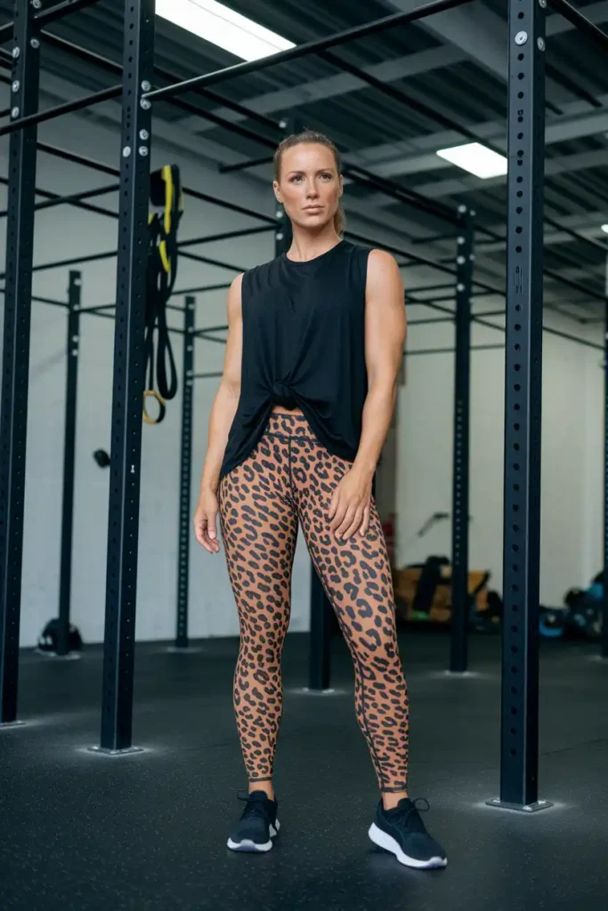 Animal Print Leggings and a Neutral Muscle Tank