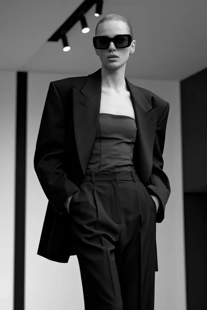 Architectural Square Frames With a Structured Blazer
