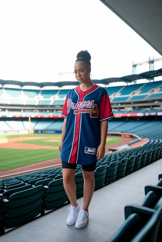 Athletic Shorts and Braves Jersey Dress