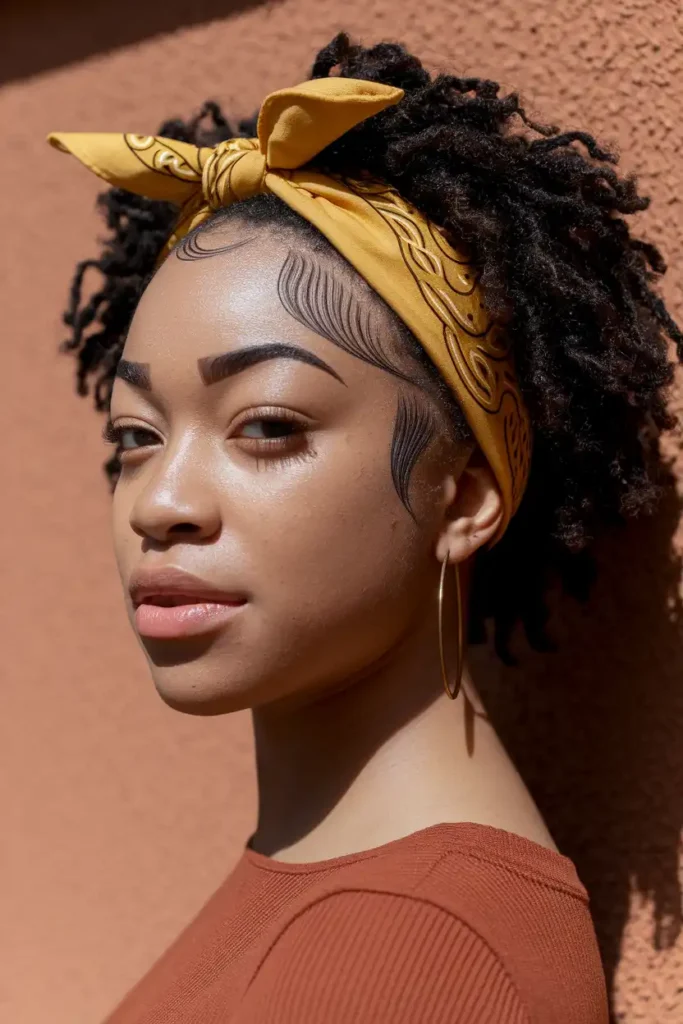 Bandana Headband With Baby Hairs Styled Down