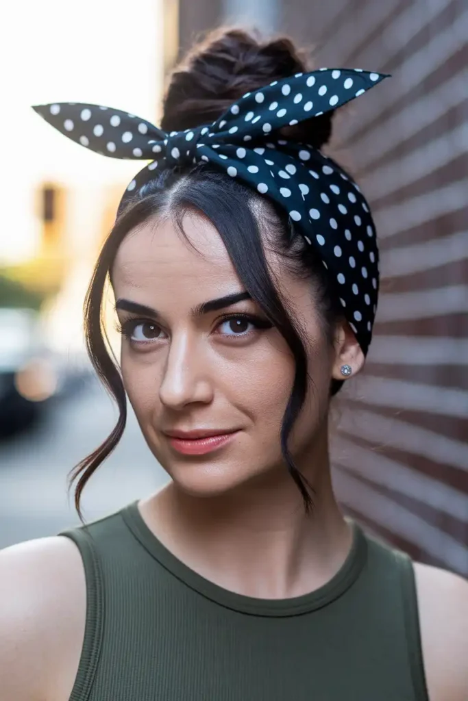 Bandana-Tied Top Knot
