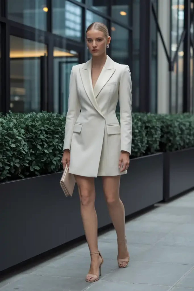 Blazer Dress With Barely-There Heels