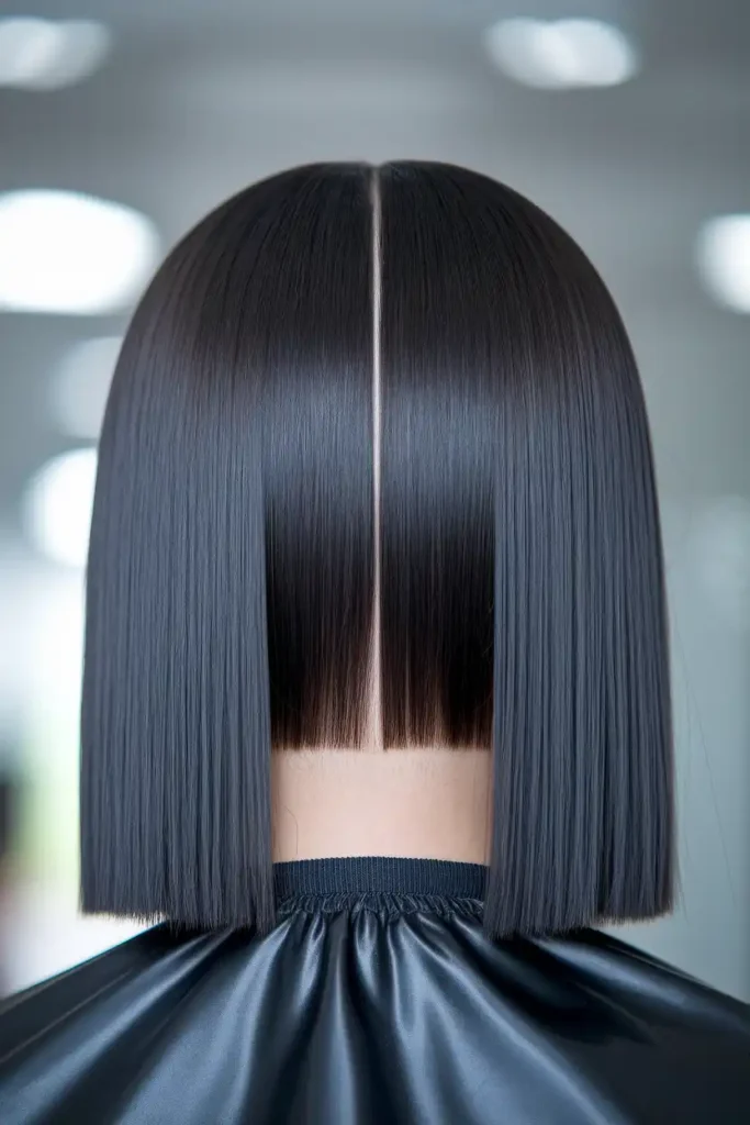 Blunt V Cut on Chemically Straightened Hair