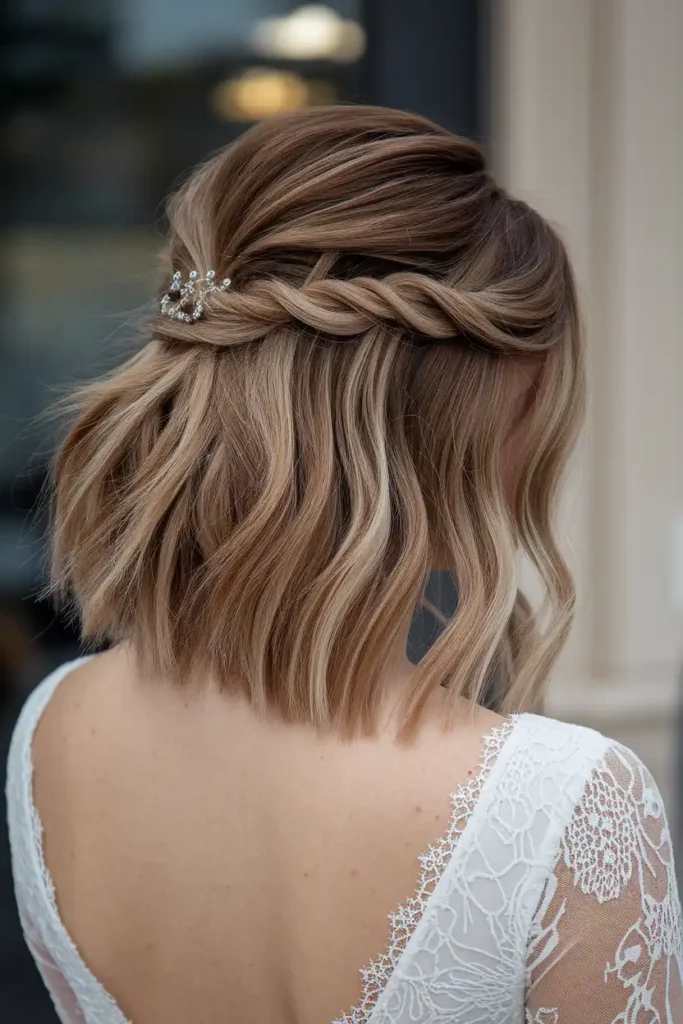Bob Updo With Caramel Balayage for Special Occasions