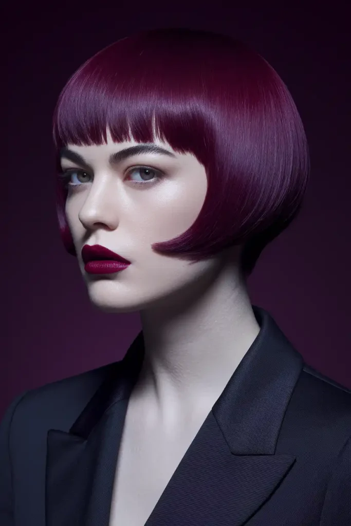 Bold Burgundy on Short Dark Hair