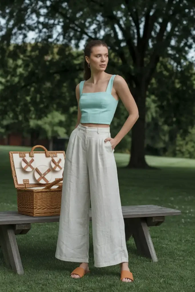 Breezy Linen Pants and a Crop Top for a Chic Casual Combo