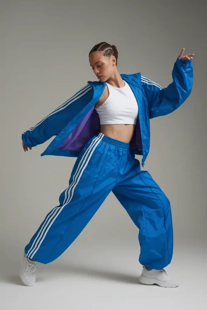Bright Track Pants and a Fitted Crop Top