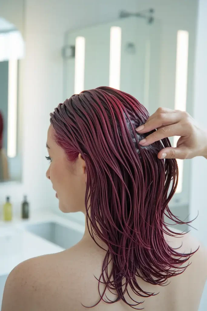 Burgundy Hair Maintained With Tinted Shampoo